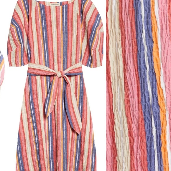 Mara Hoffman Cecilia Stripe Organic Cotton Midi Sun Dress Rainbow Multi Medium - Picture 6 of 12